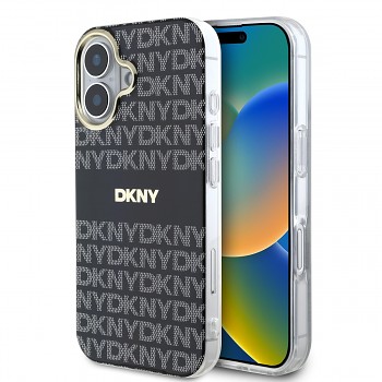 Zadní kryt DKNY PC/TPU Repeat Pattern Tonal Stripe Magsafe pro iPhone 16 Black