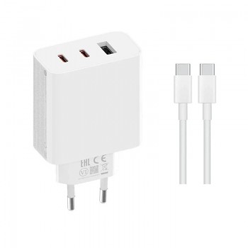 Originální rychlonabíječka Xiaomi 2C1A GaN + USB-C datový kabel bílý 67W (Service Pack)