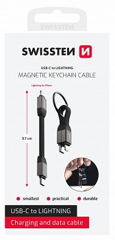 Magnetický kabel Swissten Keychain USB-C - Lightning 9,7 cm