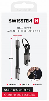 Magnetický kabel Swissten Keychain USB-A - Lightning 9,7 cm