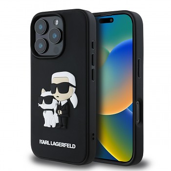 Zadní kryt Karl Lagerfeld 3D Rubber Karl and Choupette pro iPhone 16 Pro Max Black