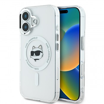 Zadní kryt Karl Lagerfeld IML Choupette Head Metal Frame MagSafe pro iPhone 16 Transparent