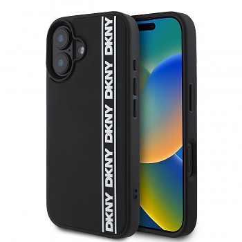 Zadní kryt DKNY 3D Rubber Repeat Logo Line pro iPhone 16 Black