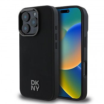 Zadní kryt DKNY PU Leather Stack Logo Magsafe pro iPhone 16 Pro Black