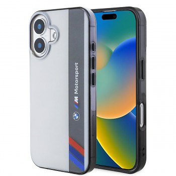 Zadní kryt BMW IML Motorsport Vertical Stripe pro iPhone 16 Grey