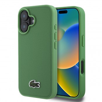 Zadní kryt Lacoste Iconic Petit Pique Woven Logo MagSafe pro iPhone 16 Plus Green