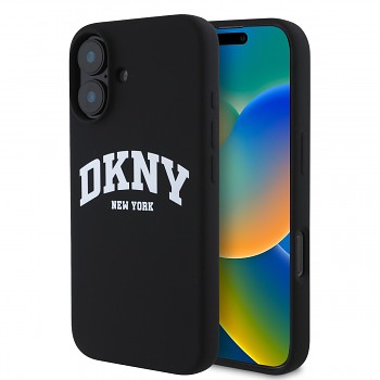 Zadní kryt DKNY Liquid Silicone Arch Logo MagSafe pro iPhone 16 Black