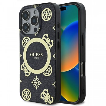 Zadní kryt Guess IML 4G Peony MagSafe pro iPhone 16 Pro Black