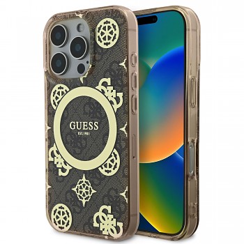 Zadní kryt Guess IML 4G Peony MagSafe pro iPhone 16 Pro Max Brown