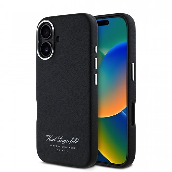 Zadní kryt Karl Lagerfeld Grained PU Hotel RSG pro iPhone 16 Black