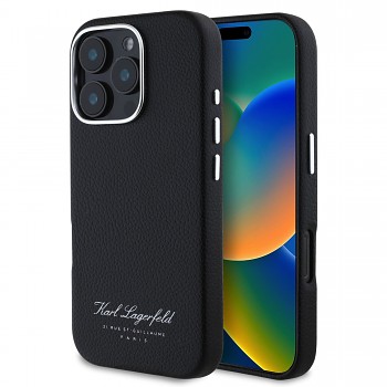 Zadní kryt Karl Lagerfeld Grained PU Hotel RSG pro iPhone 16 Pro Max Black