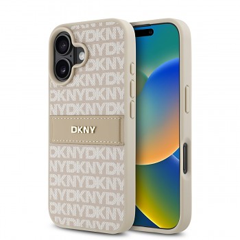 Zadní kryt DKNY PU Leather Repeat Pattern Tonal Stripe pro iPhone 16 Plus Pink