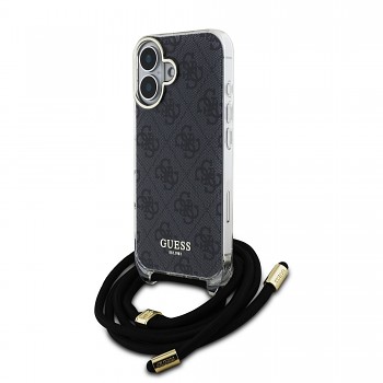 Zadní kryt Guess IML 4G Printed Crossbody Popruh pro iPhone 16 Black