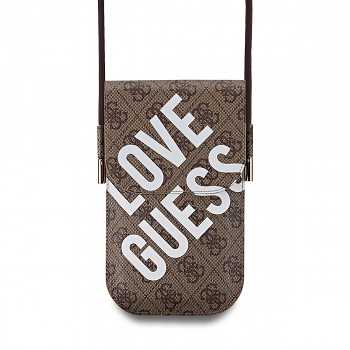 Kabelka na mobil Guess PU 4G Big Love Logo Brown