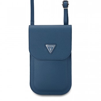 Kabelka na mobil Guess PU Grained Triangle Logo Blue