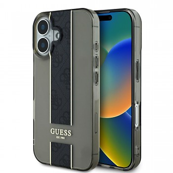 Zadní kryt Guess IML Middle 4G Stripe pro iPhone 16 Black