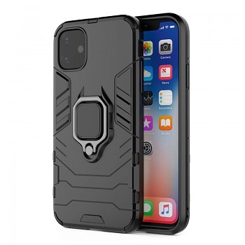 Ultra odolný zadní kryt pro iPhone 16 Pro Max černý s prstenem