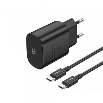 Rychlonabíječka Foneng EU51 GaN vč. USB-C datového kabelu 25W černá