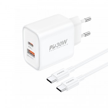 Rychlonabíječka Foneng EU52 vč. USB-C datového kabelu Dual 30W bílá