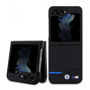 Zadní kryt BMW M PU Carbon Blue Line pro Samsung Galaxy Z Flip 5 Black