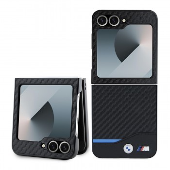 Zadní kryt BMW M PU Carbon Blue Line pro Samsung Galaxy Z Flip 6 Black