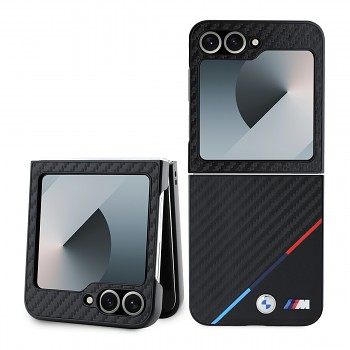 Zadní kryt BMW M PU Carbon Tricolor Stripe pro Samsung Galaxy Z Flip 6 Black