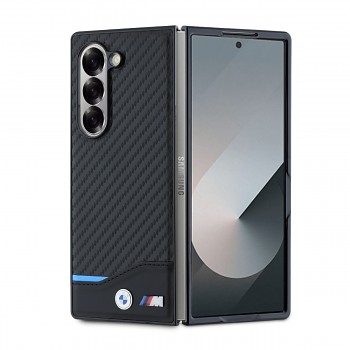 Zadní kryt BMW M PU Carbon Blue Line pro Samsung Galaxy Z Fold 6 Black