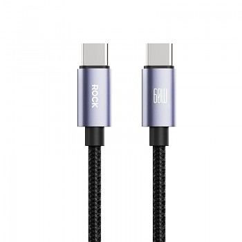 Datový kabel Rock Cable Deep Indigo Series braided USB-C - USB-C PD 60W 1,2m černý