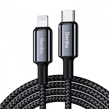 Datový kabel Benks D43 - Type C to Lightning - PD 27W 3A 1,2 m černý