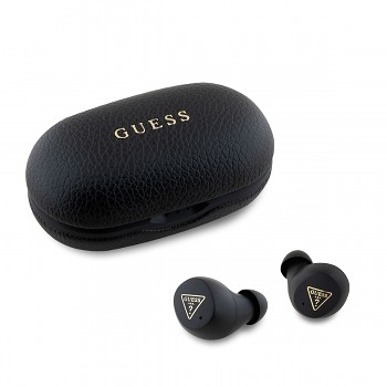 Bezdrátová sluchátka Guess PU Grained ENC TWS Black