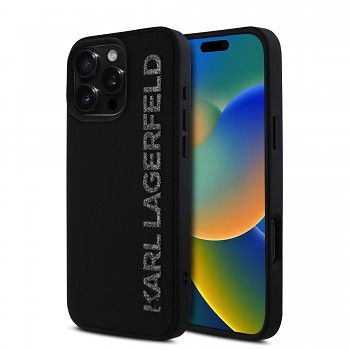 Zadní kryt Karl Lagerfeld 3D Rubber Glitter Logo pro iPhone 16 Pro Max Black