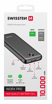 Powerbank Swissten 10000 mAh Worx Pro černá