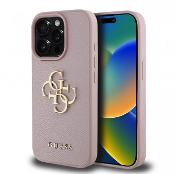 Zadní kryt Guess PU Grained 4G Metal Logo  pro iPhone 15 Pro Max Pink