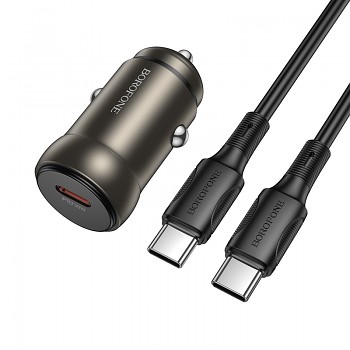 Rychlonabíječka do auta Borofone BZ32 Fresh s datovým kabelem USB-C PD 30W zlatá