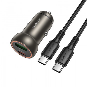 Rychlonabíječka do auta Borofone BZ32A Fresh s datovým kabelem USB-C 30W Dual zlatá