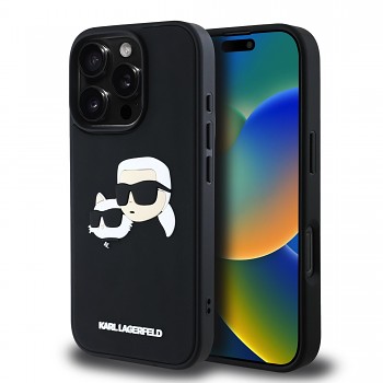 Zadní kryt Karl Lagerfeld 3D Rubber Double Heads pro iPhone 16 Pro Max Black