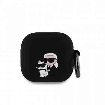 Pouzdro Karl Lagerfeld 3D Logo NFT Karl and Choupette pro AirPods 4 Black