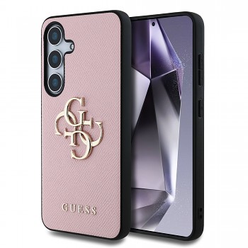 Zadní kryt Guess PU Grained 4G Metal Logo pro Samsung Galaxy S25+ Pink