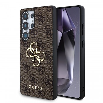 Zadní kryt Guess PU 4G Metal Logo pro Samsung Galaxy S25 Ultra Brown