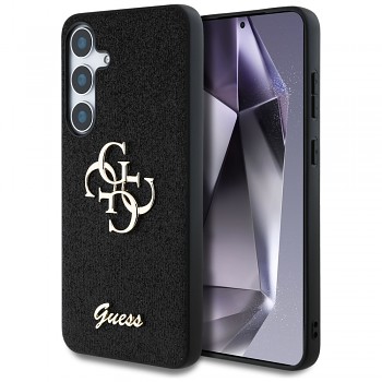 Originální zadní kryt GUESS Fixed Glitter Big 4G Metal Logo pro Samsung Galaxy S25 black