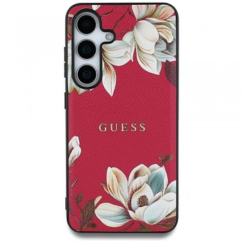 Originální zadní kryt GUESS Grained Printed Flower Pattern Magsafe do Samsung Galaxy S25 Ultra fuchsiový