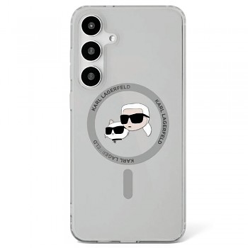 Originální zadní kryt KARL LAGERFELD Button Karl&Choupette Heads Printed Logo Magsafe pro Samsung Galaxy S25 black