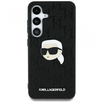 Originální zadní kryt KARL LAGERFELD Leather Monogram Pin Logo Karl Head pro Samsung Galaxy S25 Ultra black