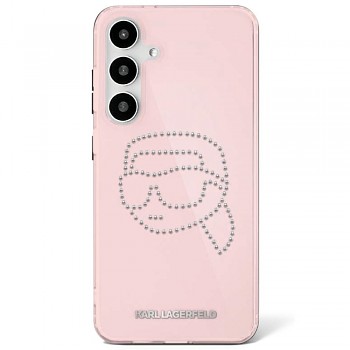 Originální zadní kryt KARL LAGERFELD Rhinestones Karl Head Logo pro Samsung Galaxy S25 pink