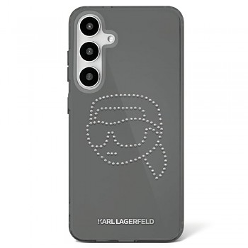 Originální zadní kryt KARL LAGERFELD Rhinestones Karl Head Logo pro Samsung Galaxy S25 black