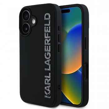 Zadní kryt Karl Lagerfeld 3D Rubber Glitter Logo pro iPhone 16 Black