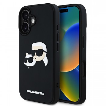 Zadní kryt Karl Lagerfeld 3D Rubber Double Heads pro iPhone 16 Black