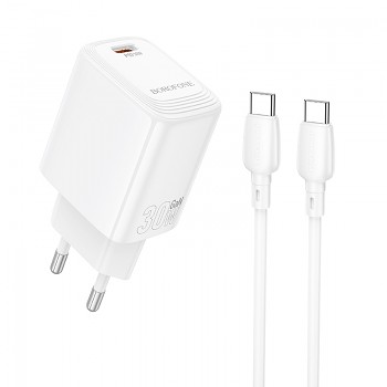 Rychlonabíječka Borofone BN28 Fuente s datovým kabelen USB-C 30W bílá