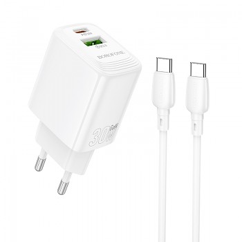 Rychlonabíječka Borofone BN29 Fuente s datovým kabelem USB-C 30W Dual bílá