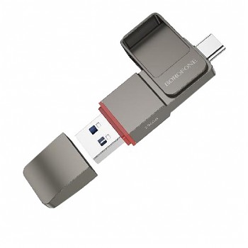 Flash disk Borofone BUD8 Spirit USB 3.2 + USB-C 64GB šedý